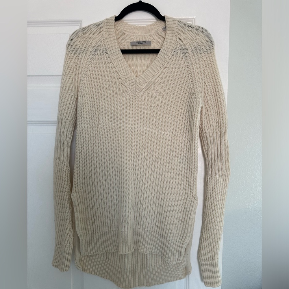 ALLSAINTS - creme vneck sweater